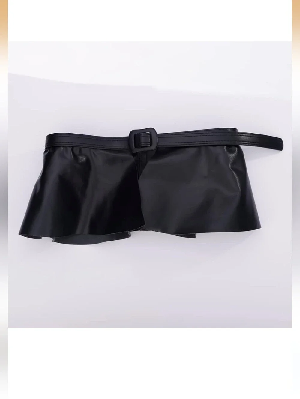 Black Faux-Leather Peplum Belt